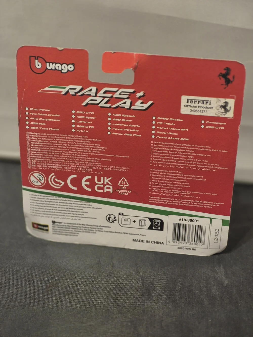 458 Spider Red Kids Die-Cast Toy Car Brand New